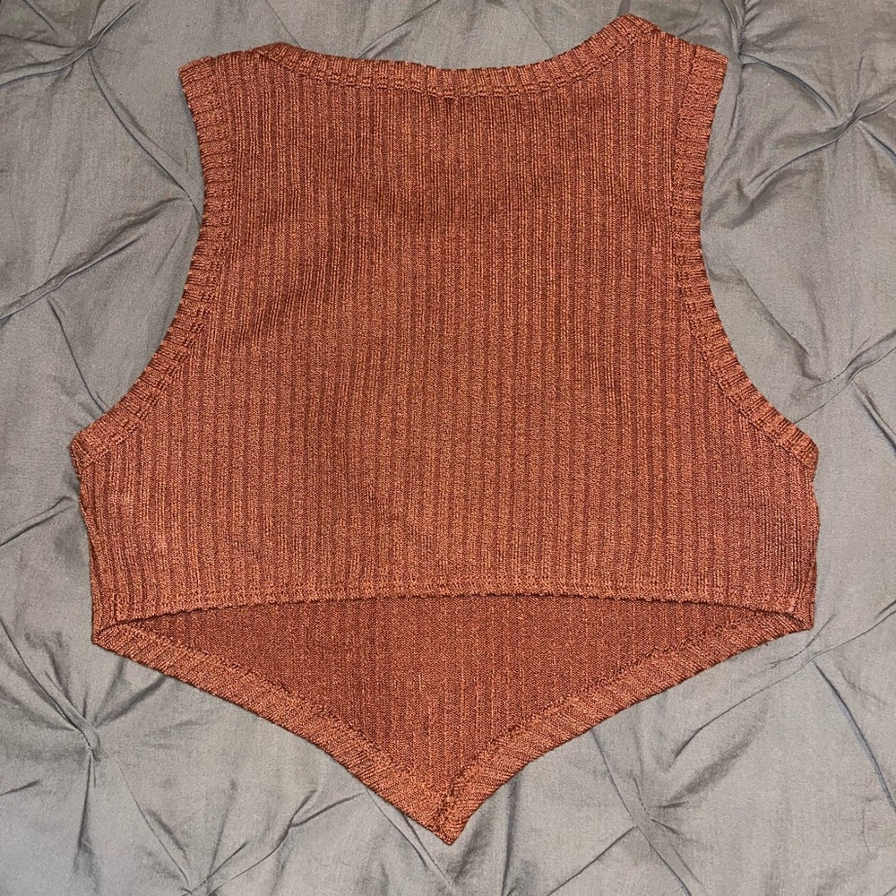 Rust V Crop Top - Picture 2 of 2
